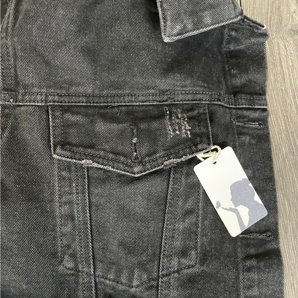 Boho Floral embroidered Distressed denim jean jacket - Picture 12 of 16